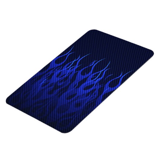 Blauwe Raceflames op Carbon Fiber Print Magneet (Linkerzijde)