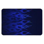 Blauwe Raceflames op Carbon Fiber Print Magneet (Horizontaal)