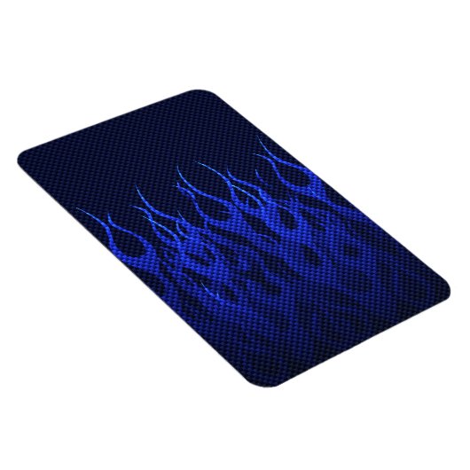 Blauwe Raceflames op Carbon Fiber Print Magneet (Rechterzijde)