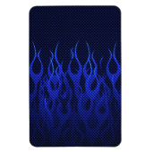 Blauwe Raceflames op Carbon Fiber Print Magneet (Verticaal)