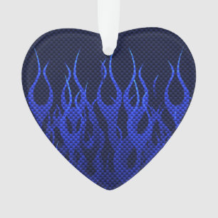 Blauwe Raceflames op Carbon Fiber Print Ornament