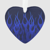 Blauwe Raceflames op Carbon Fiber Print Ornament (achterkant)