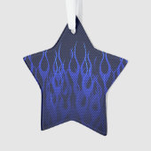 Blauwe Raceflames op Carbon Fiber Print Ornament (voorkant)