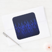 Blauwe Raceflames op Carbon Fiber Print Vierkante Sticker (Envelop)