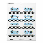 Blauwe raceraces met  racebus etiket (Full Sheet)