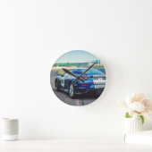 Blauwe racewagen ronde klok (Huis)