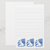 Blauwe racezeilboten Gelinieerd briefpapier (Voorkant / Achterkant)