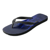 Blauwe Racing Vlammen op Koolstofvezelprint Teenslippers (Schuin)