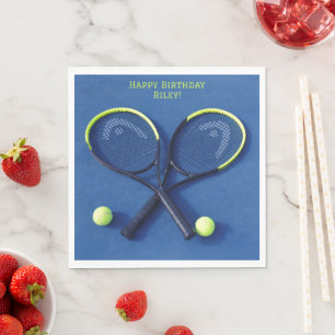 Blauwe Rackets en Ballen Verjaardag Tennis Party Servet