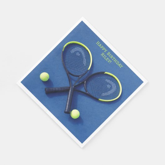 Blauwe Rackets en Ballen Verjaardag Tennis Party Servet (Hoek)