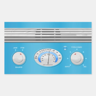 Blauwe  radio rechthoekige sticker