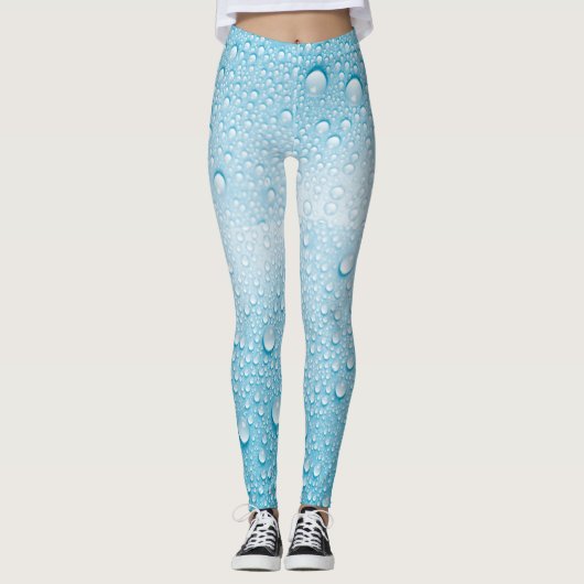 BLAUWE RAINDROP DEW PATROON LEGGINGS (Voorkant)