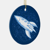 Blauwe Raket Keramisch Ornament (Rechts)