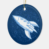 Blauwe Raket Keramisch Ornament (Links)