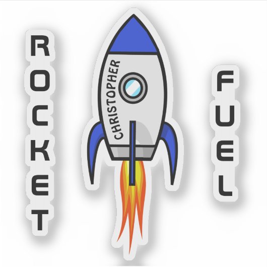 Blauwe raket met vinyl sticker (Voorkant)