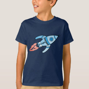 Blauwe raket ruimte jongens marine T-shirt
