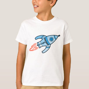 Blauwe raketruimte jongens wit t-shirt