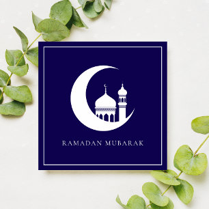 Blauwe Ramadan Mubarak Halve Maan Moskee Feestdagenkaart