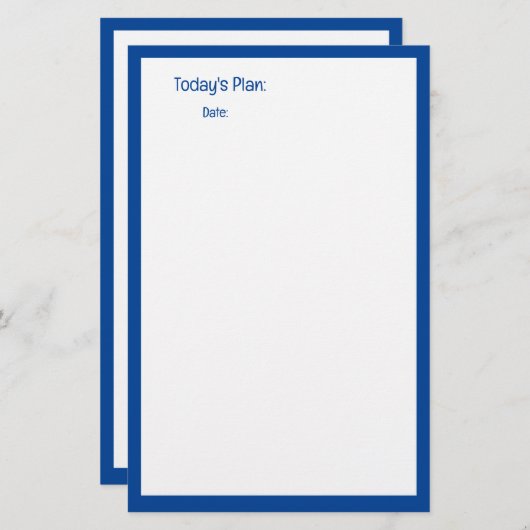 Blauwe rand Aangepaste kleurplanner om notities te Briefpapier (Voorkant / Achterkant)