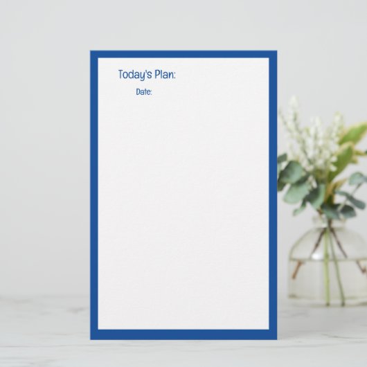 Blauwe rand Aangepaste kleurplanner om notities te Briefpapier (Staand voorkant)