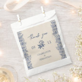 Blauwe Rand Bloemen bruiloft Bedankzakje (Geknipt)