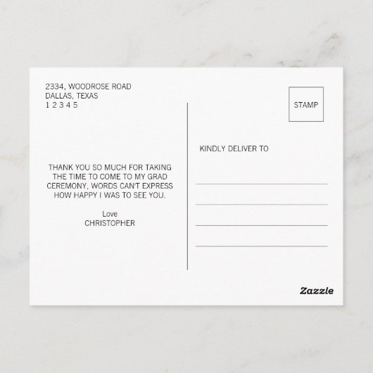 Blauwe Rand Foto Afstuderen Dank u Briefkaart (Achterkant)