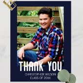 Blauwe Rand Foto Afstuderen Dank u Briefkaart