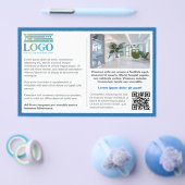 Blauwe rand Grijze tekst Logo & QR Informatief Flyer (Enkel)