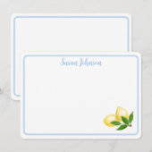 Blauwe Rand Handgeschilderd Amalfi Lemons NAAM Bedankkaart (Voorkant / Achterkant)