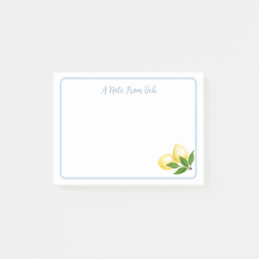 Blauwe Rand Handgeschilderde Amalfi Citroenen NAAM Post-it® Notes (Voorkant)