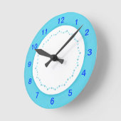 Blauwe rand op wit, polka stippen wandklok (Hoek)