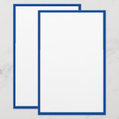 Blauwe Rand Randen Wit Blank Classy Custom Trendy Briefpapier (Voorkant / Achterkant)