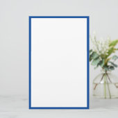 Blauwe Rand Randen Wit Blank Classy Custom Trendy Briefpapier (Staand voorkant)
