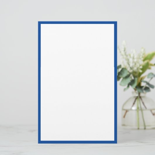 Blauwe Rand Randen Wit Blank Classy Custom Trendy Briefpapier (Staand voorkant)