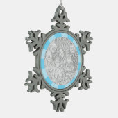 Blauwe rand rond de rand van de barst tin sneeuwvlok ornament (Links)