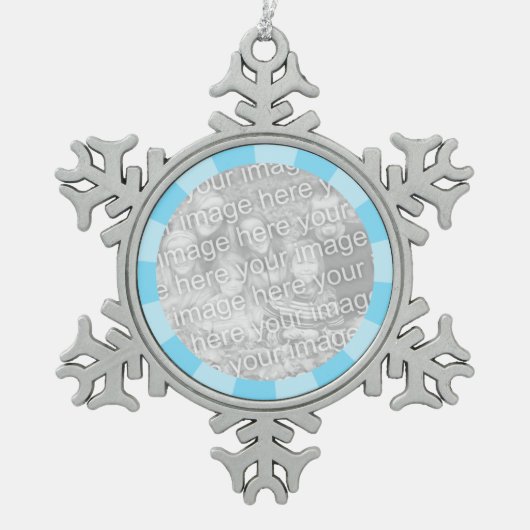 Blauwe rand rond de rand van de barst tin sneeuwvlok ornament (Voorkant)