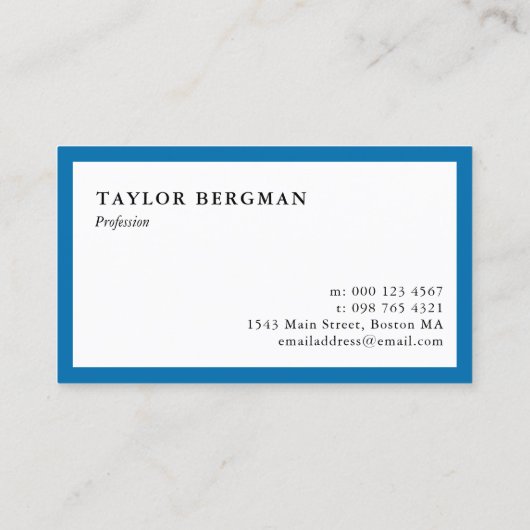 Blauwe rand uw Logo minimalistisch Visitekaartje (Achterkant)