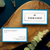 Blauwe rand uw Logo minimalistisch Visitekaartje