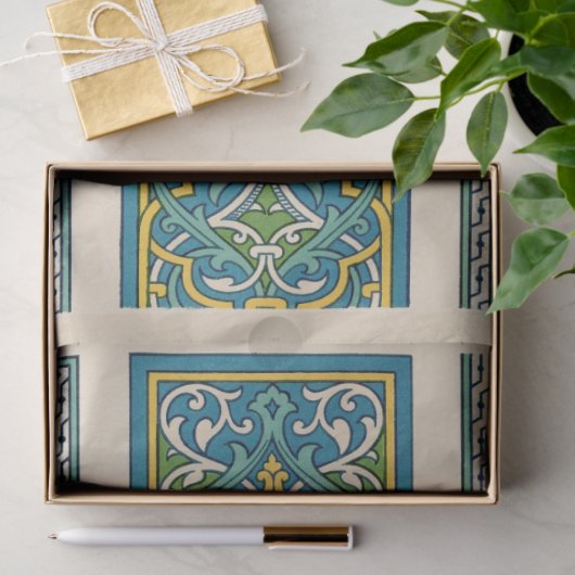  blauwe randen tissuepapier (Geschenk)