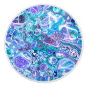 Blauwe Rapsody Fluid Art Keramische Knop (Voorkant)