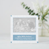 Blauwe rasterfoto aankondiging (Staand voorkant)