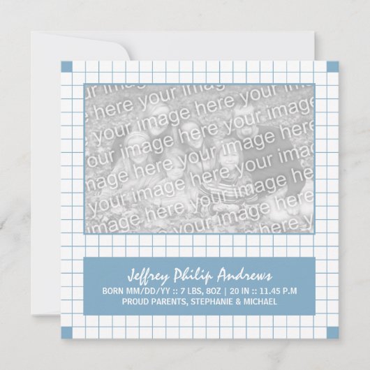 Blauwe rasterfoto aankondiging (Voorkant)