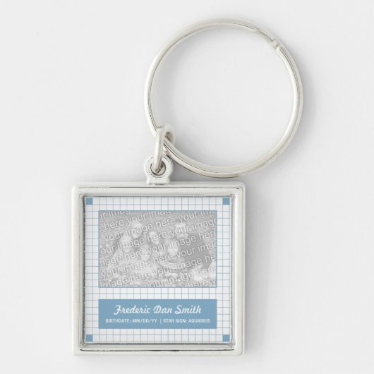 Blauwe rasterfoto sleutelhanger (Voorkant)