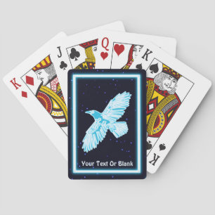 Blauwe Raven Op Sterren Pokerkaarten