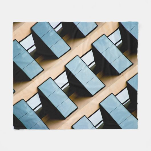 Blauwe rechthoek Abstract Fleece Deken (Voorkant (Horizontaal))
