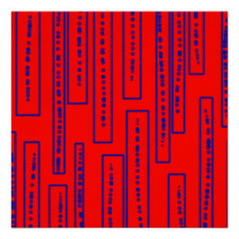 Blauwe rechthoeken op rood perfect poster