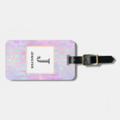 Blauwe rechthoekige vormen op roze achtergrond bagagelabel (Voorkant horizontaal)