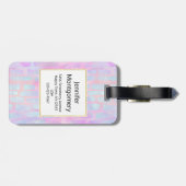 Blauwe rechthoekige vormen op roze achtergrond bagagelabel (Achterkant horizontaal)