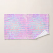 Blauwe rechthoekvormen op roze achtergrond bad handdoek (Handdoek)