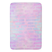 Blauwe rechthoekvormen op roze achtergrond badmat (Voorkant Verticaal)